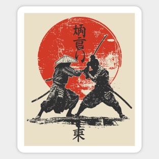 Samurai Duel Under Red Sun - Epic Clash Design Sticker